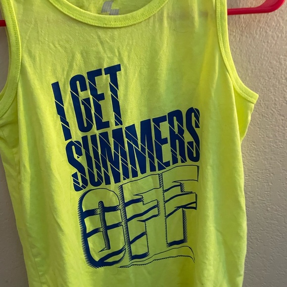 Place Sports I get summers off yellow boys tank top - large 10/12 - Picture 2 of 4